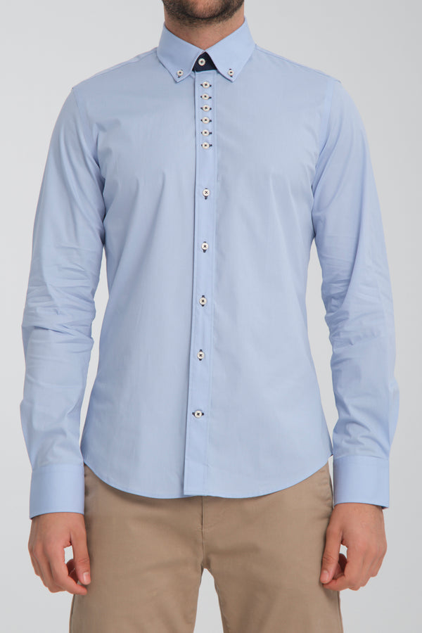 Camicia Uomo Donatello Sport Popelin Stretch Celeste