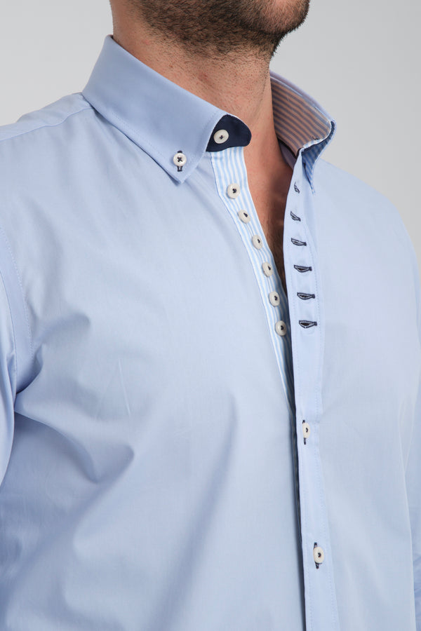 Camicia Uomo Donatello Sport Popelin Stretch Celeste