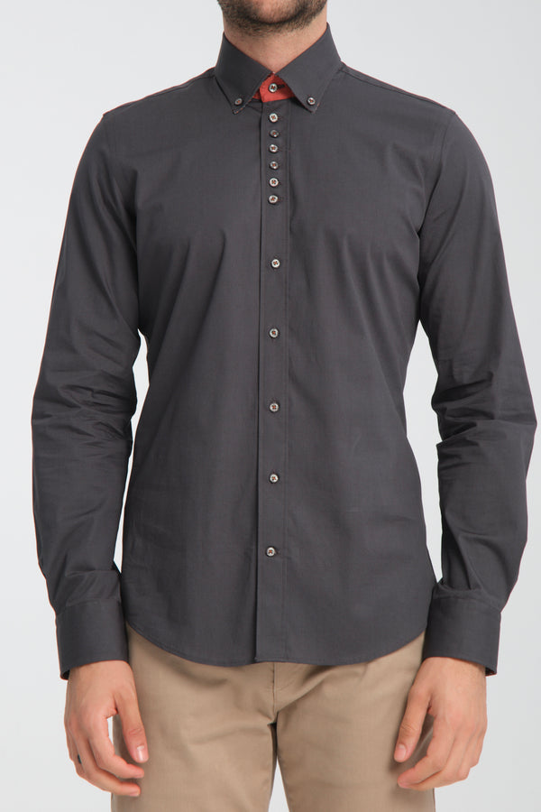 Camicia Uomo Donatello Sport Popelin Stretch Grigio