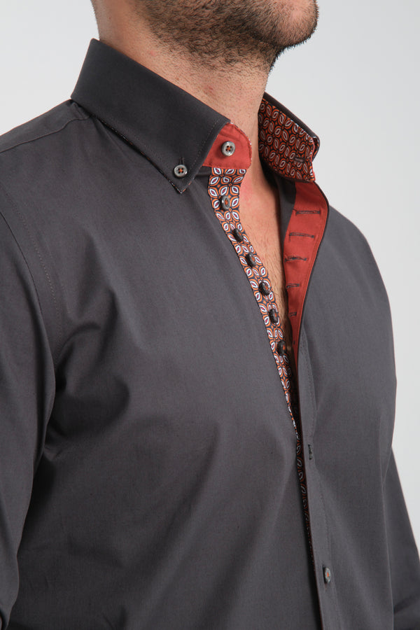 Camicia Uomo Donatello Sport Popelin Stretch Grigio