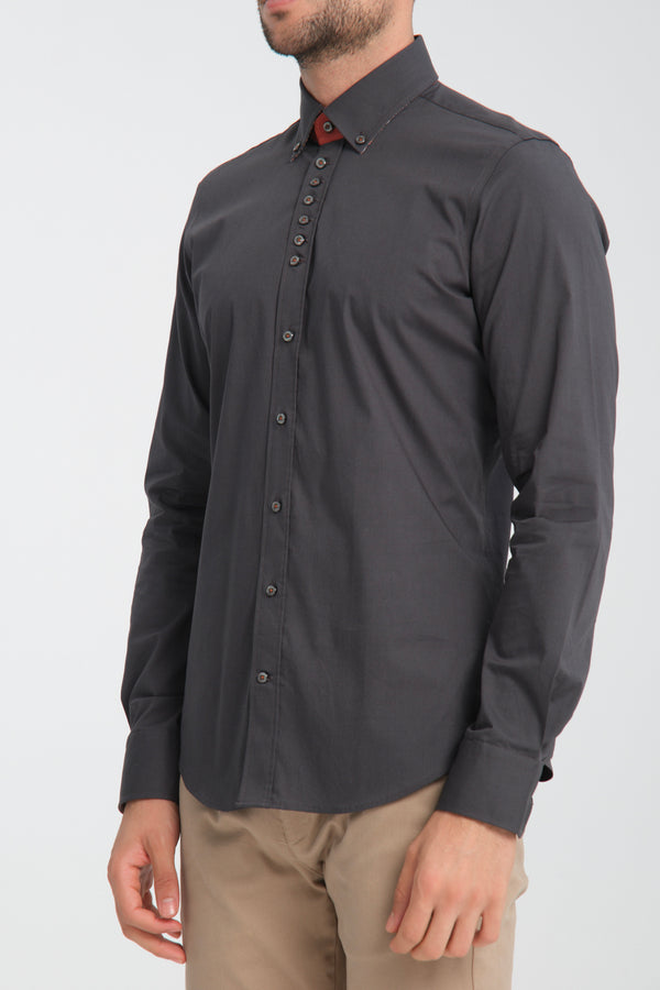 Camicia Uomo Donatello Sport Popelin Stretch Grigio