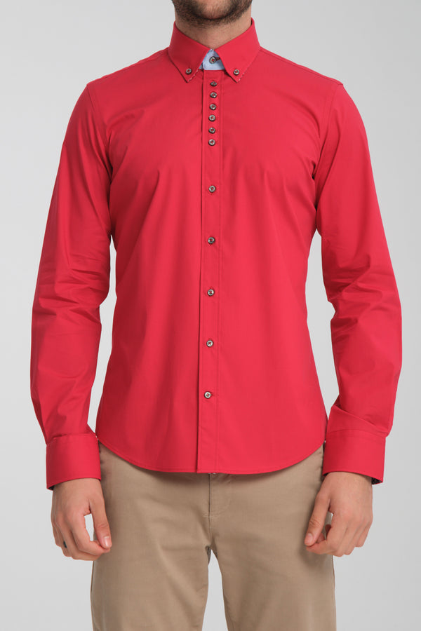 Camicia Uomo Donatello Sport Popelin Stretch Rosso