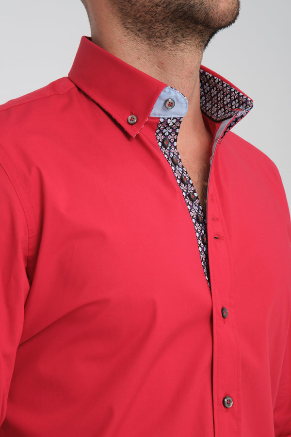 Camicia Uomo Donatello Sport Popelin Stretch Rosso