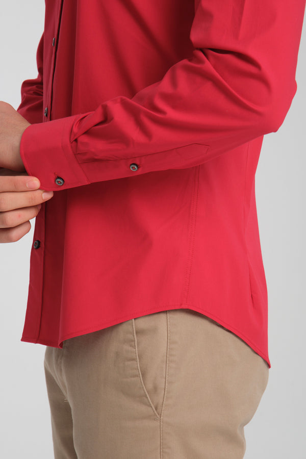 Camicia Uomo Donatello Sport Popelin Stretch Rosso
