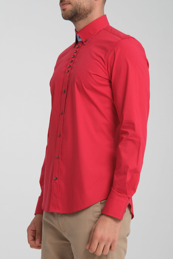 Camicia Uomo Donatello Sport Popelin Stretch Rosso