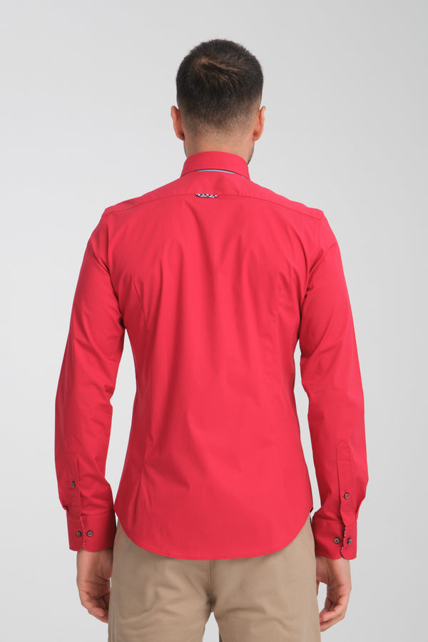 Camicia Uomo Donatello Sport Popelin Stretch Rosso