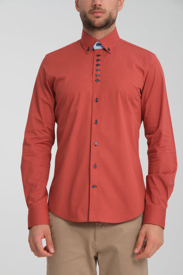 Donatello Sport Herren Hemd Poplin Stretch Rot