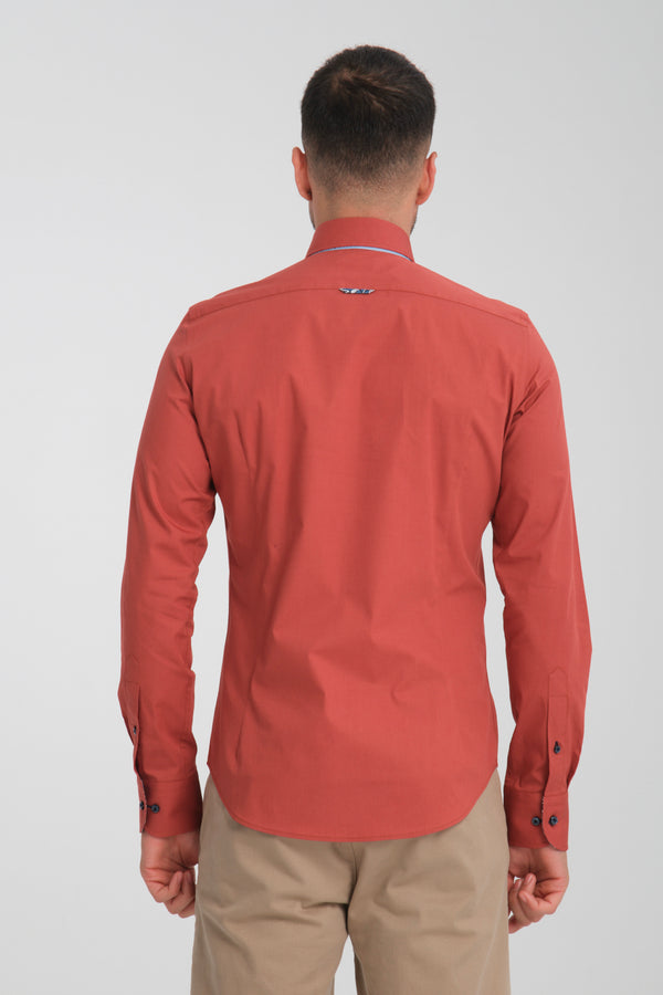 Donatello Sport Herren Hemd Poplin Stretch Rot