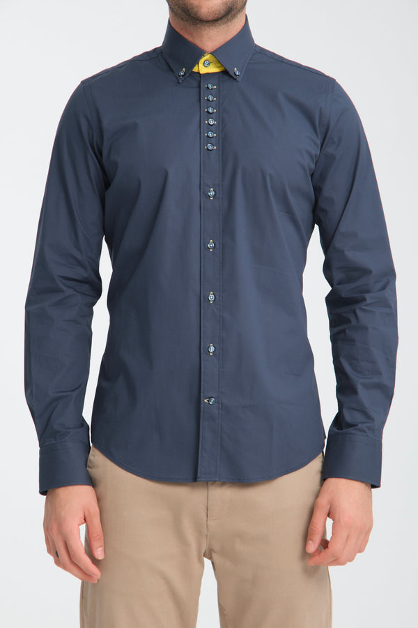 Camicia Uomo Donatello Sport Popelin Stretch Blu