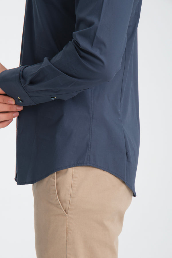 Camicia Uomo Donatello Sport Popelin Stretch Blu