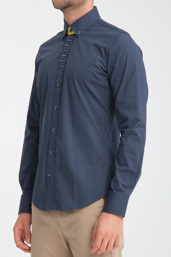 Camicia Uomo Donatello Sport Popelin Stretch Blu