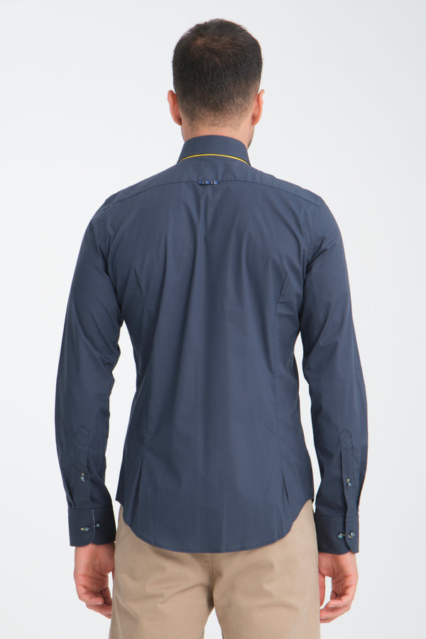 Camicia Uomo Donatello Sport Popelin Stretch Blu