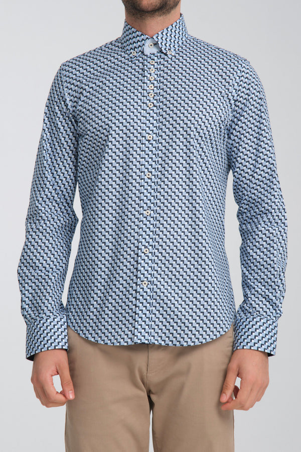 Chemise Homme Donatello Sport Popelin Stretch Bleu Bleu clair