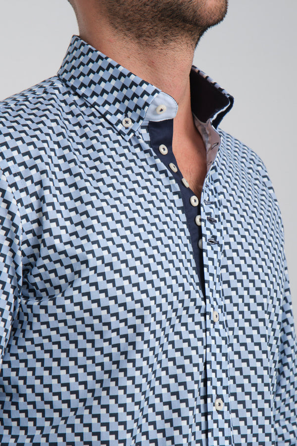 Chemise Homme Donatello Sport Popelin Stretch Bleu Bleu clair