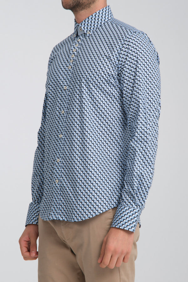 Chemise Homme Donatello Sport Popelin Stretch Bleu Bleu clair
