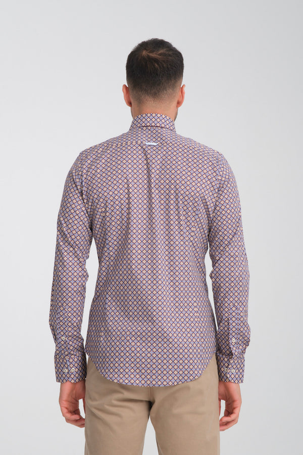 Camisa Hombre Donatello Sport Popelin Stretch Morado Blanco