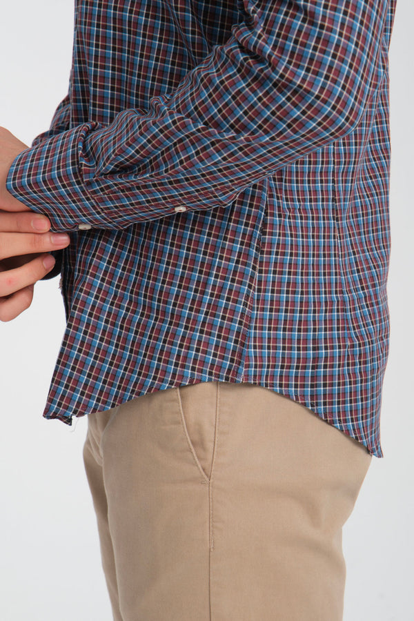 Donatello Sport Herren Hemd Twill Rot Blau