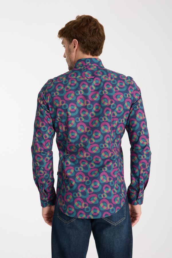 Camisa Hombre Donatello Iconic Popelin Azul Morado