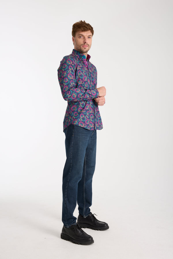 Camisa Hombre Donatello Iconic Popelin Azul Morado