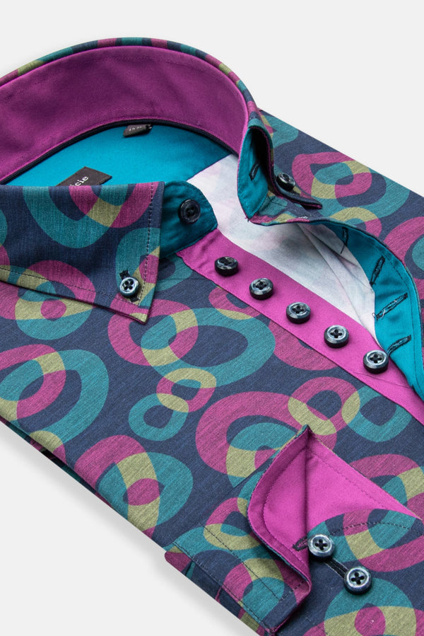 Camisa Hombre Donatello Iconic Popelin Azul Morado