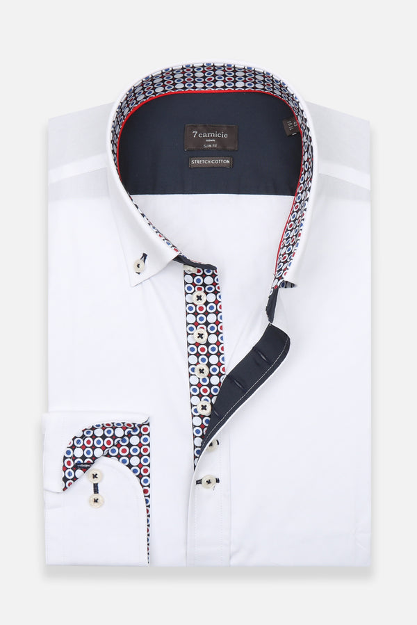 Donatello Iconic Herren Hemd Poplin Stretch Weiss