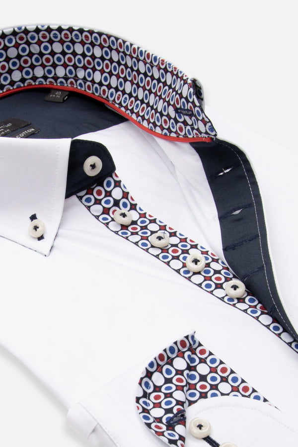Donatello Iconic Herren Hemd Poplin Stretch Weiss