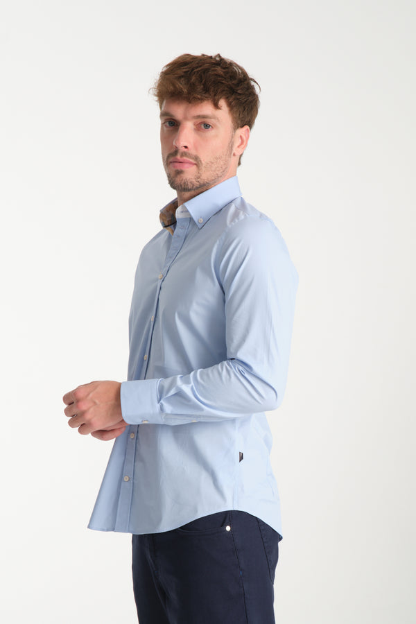 Donatello Iconic Poplin Stretch Man Shirt Light Blue