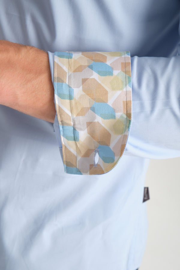 Donatello Iconic Poplin Stretch Man Shirt Light Blue