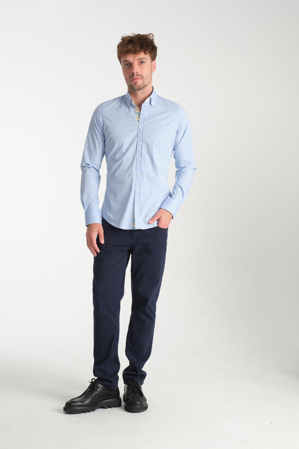 Donatello Iconic Poplin Stretch Man Shirt Light Blue