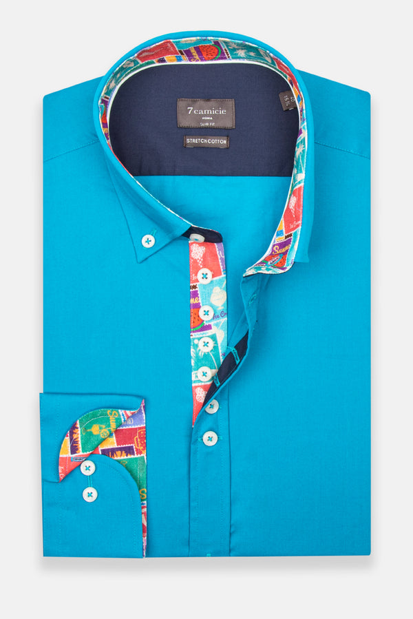 Chemise Homme Donatello Iconic Popelin Stretch Bleu clair