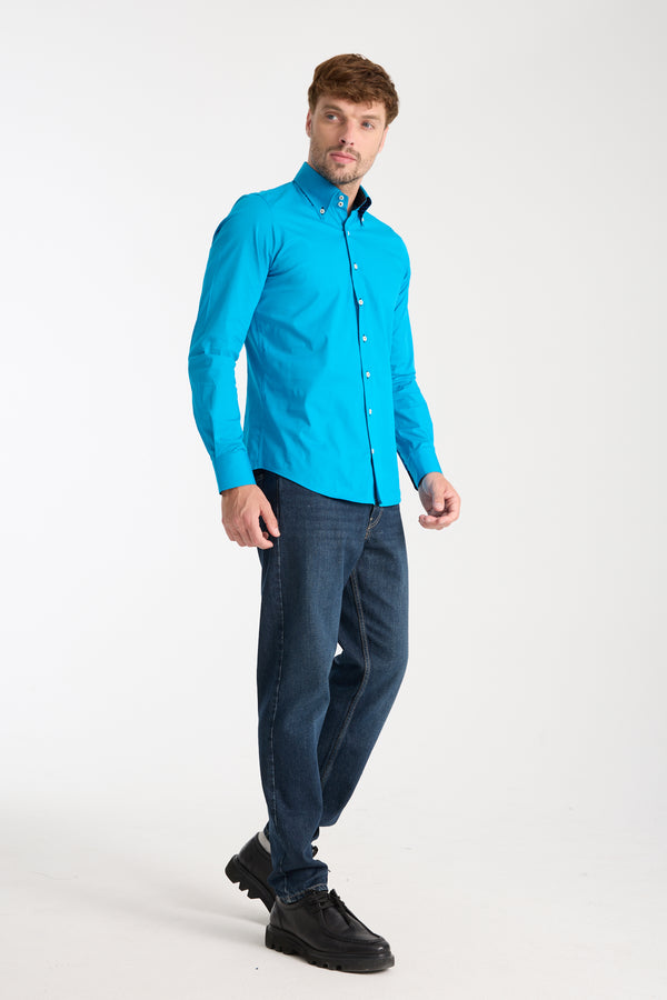 Chemise Homme Donatello Iconic Popelin Stretch Bleu clair