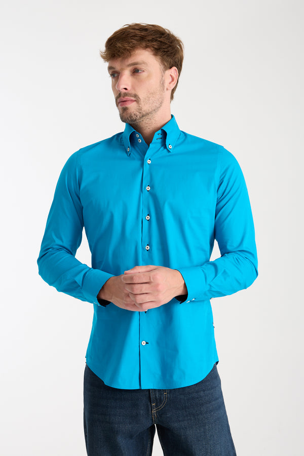 Chemise Homme Donatello Iconic Popelin Stretch Bleu clair