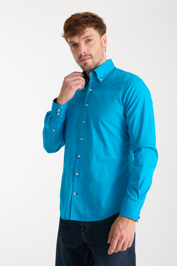 Chemise Homme Donatello Iconic Popelin Stretch Bleu clair