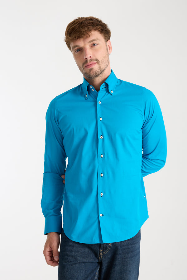 Chemise Homme Donatello Iconic Popelin Stretch Bleu clair