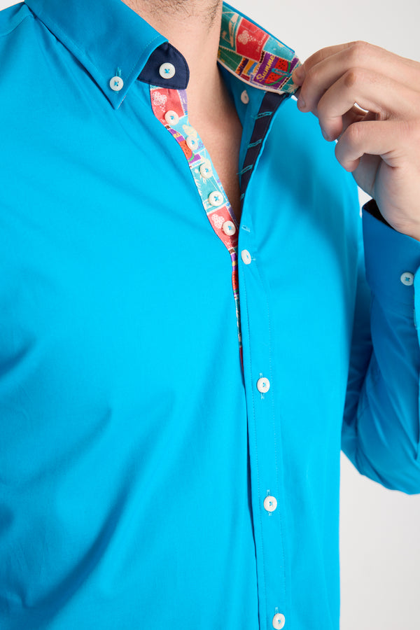 Chemise Homme Donatello Iconic Popelin Stretch Bleu clair
