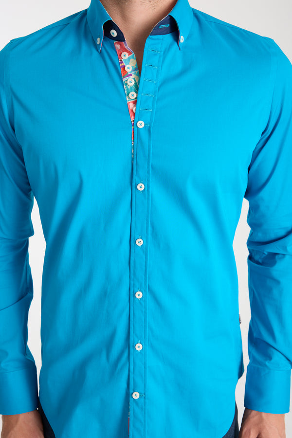 Chemise Homme Donatello Iconic Popelin Stretch Bleu clair