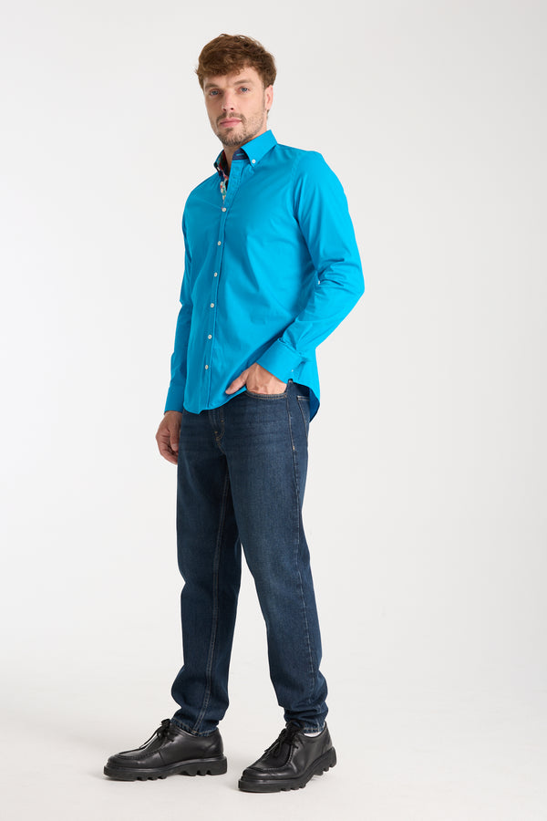 Chemise Homme Donatello Iconic Popelin Stretch Bleu clair