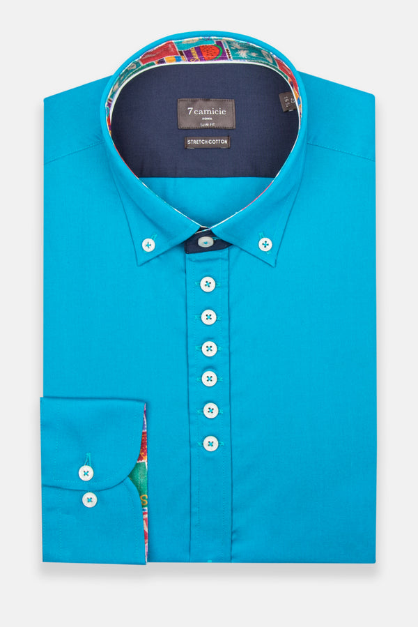 Chemise Homme Donatello Iconic Popelin Stretch Bleu clair