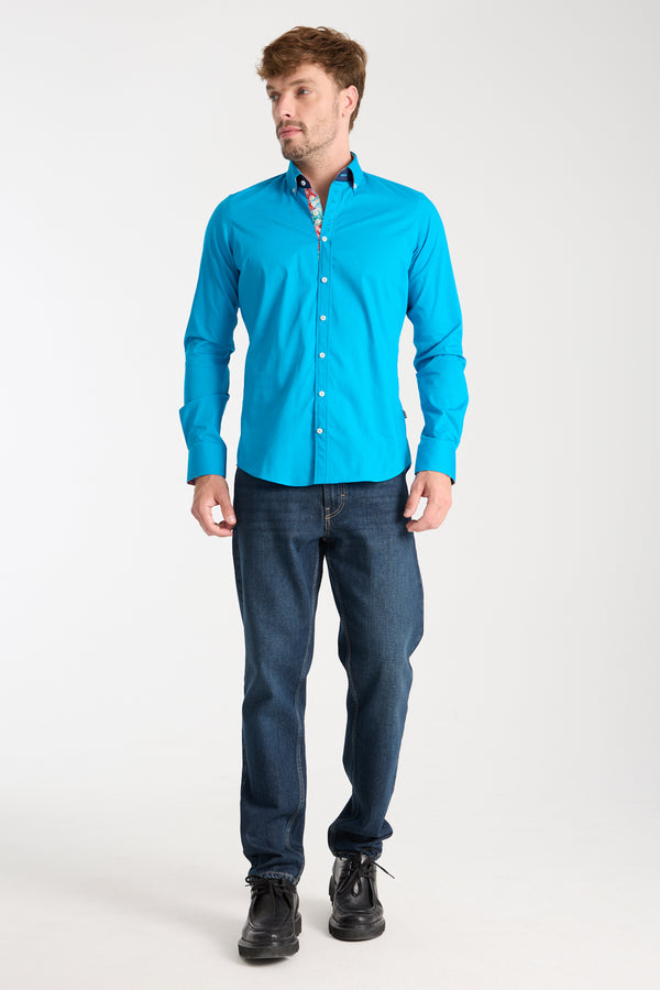 Chemise Homme Donatello Iconic Popelin Stretch Bleu clair