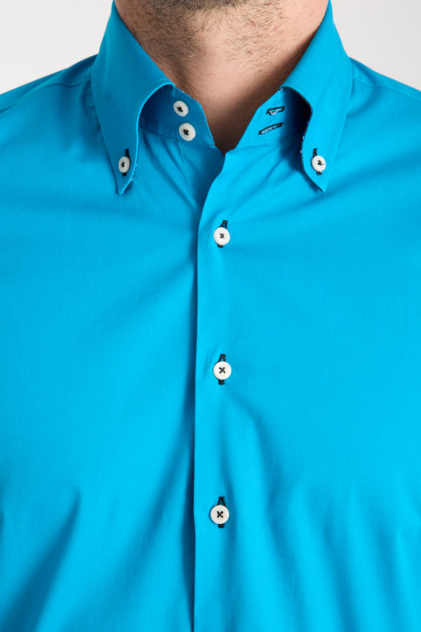 Chemise Homme Donatello Iconic Popelin Stretch Bleu clair