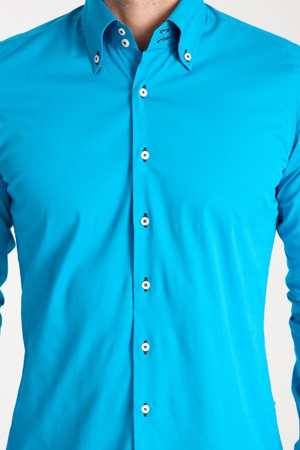 Chemise Homme Donatello Iconic Popelin Stretch Bleu clair