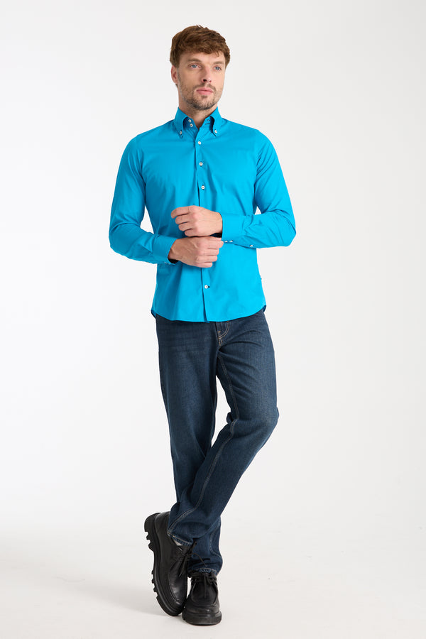 Chemise Homme Donatello Iconic Popelin Stretch Bleu clair