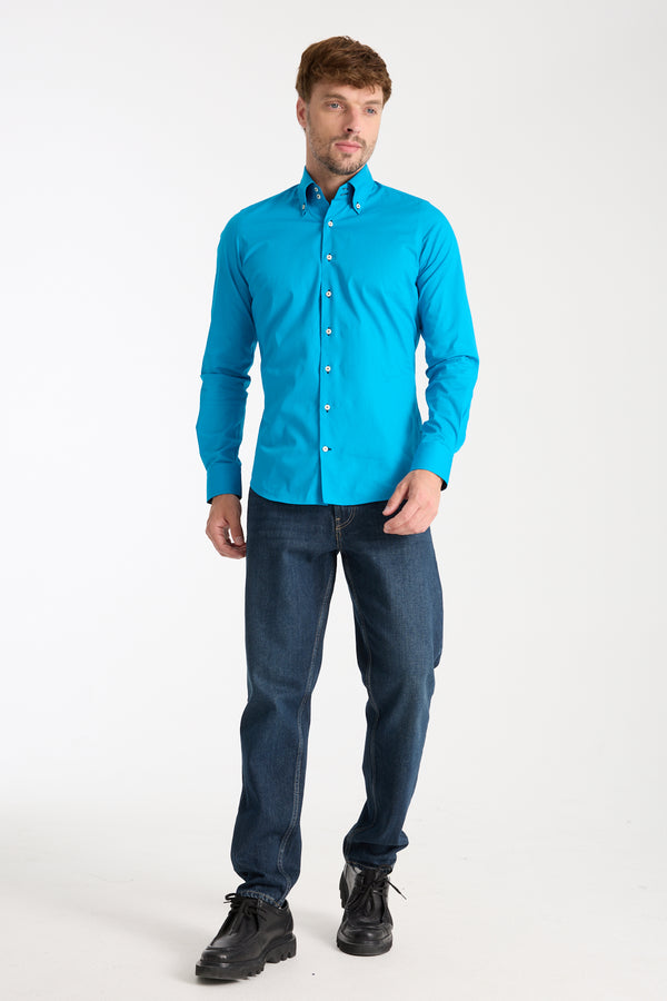 Chemise Homme Donatello Iconic Popelin Stretch Bleu clair