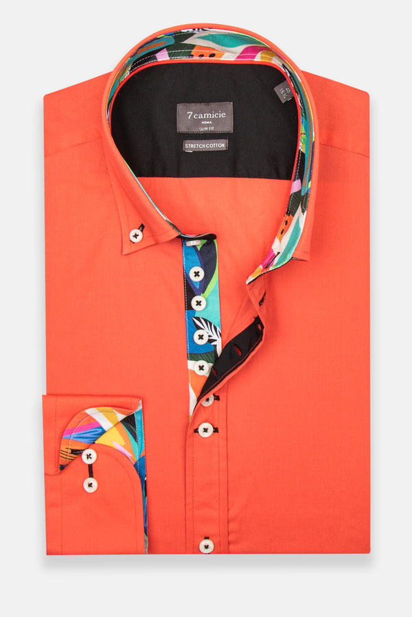 Camicia Uomo Donatello Iconic Popelin Stretch Rosso