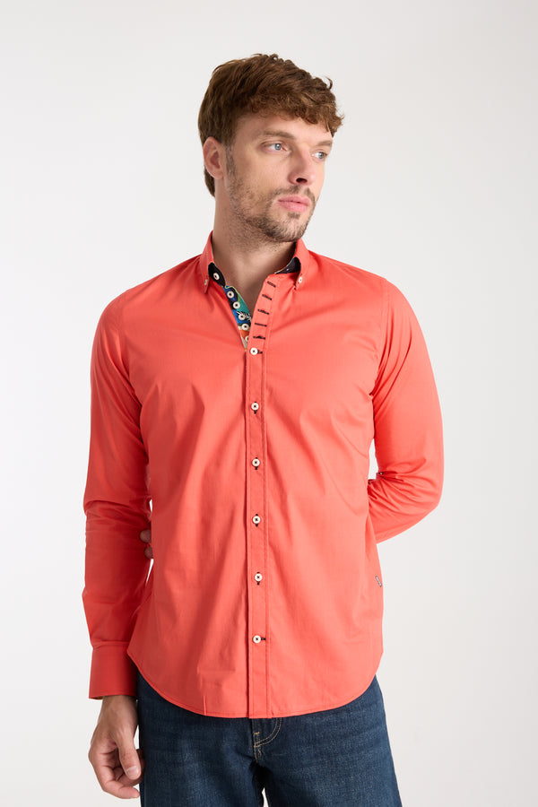 Camicia Uomo Donatello Iconic Popelin Stretch Rosso