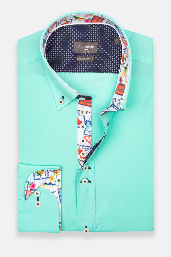 Camicia Uomo Donatello Iconic Popelin Stretch Verde