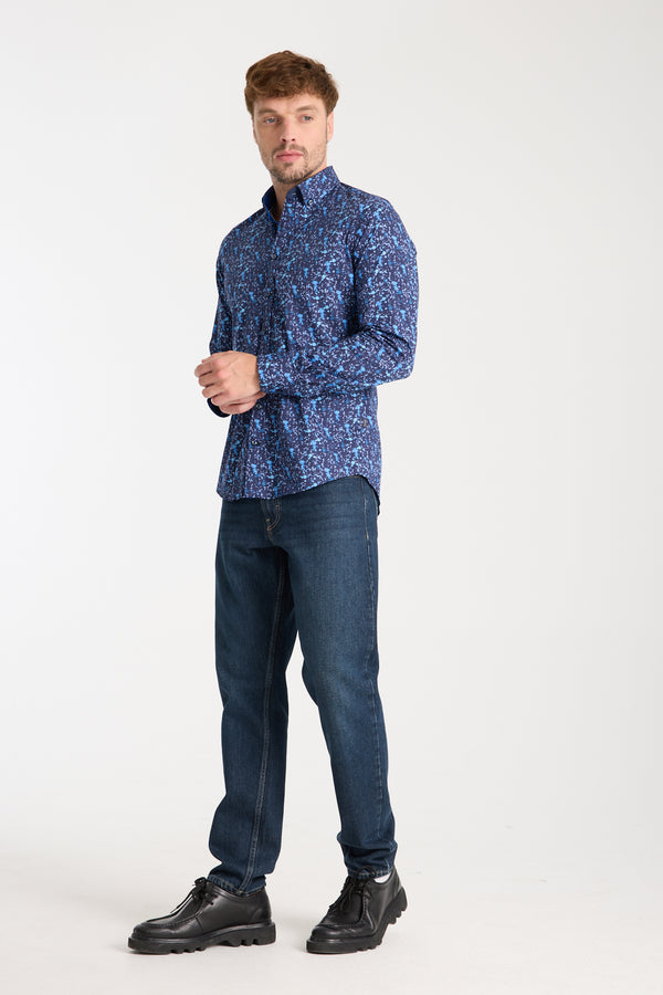 Donatello Iconic Poplin Stretch Man Shirt Blue Blue