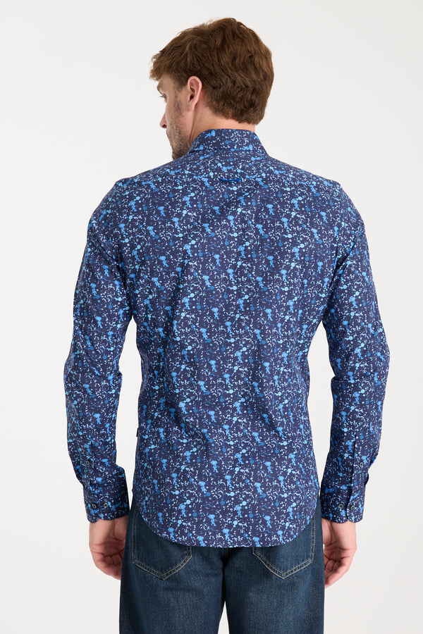 Donatello Iconic Poplin Stretch Man Shirt Blue Blue