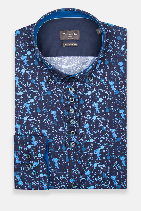 Donatello Iconic Poplin Stretch Man Shirt Blue Blue
