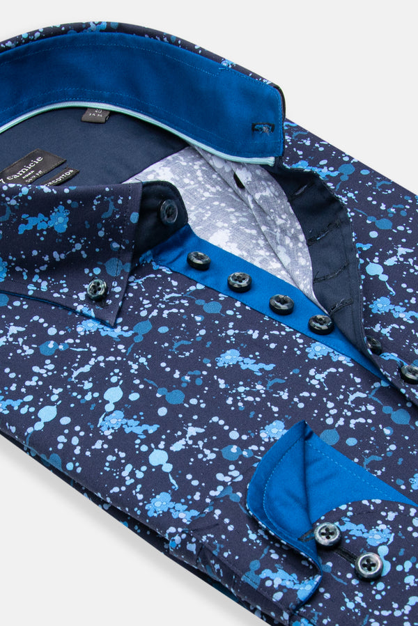 Donatello Iconic Poplin Stretch Man Shirt Blue Blue